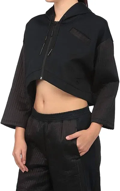 Puma Quilted Fz Hoody Zip Jacket In Black In Gold