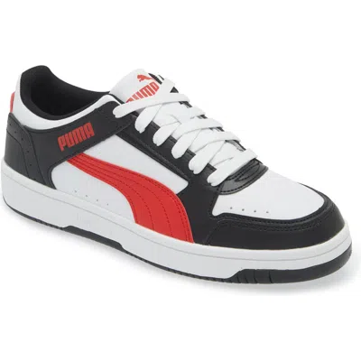 Puma Rebound Joy Low Top Sneaker In  White-red-black