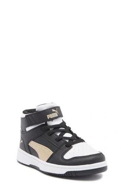 Puma Kids'  Rebound Lay-up High-top Sneaker In  Black- Gold- White