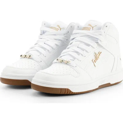 Puma Rebound Layup Bling High Top Sneaker In White