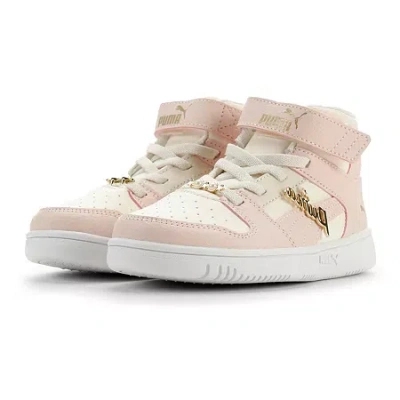 Puma Rebound Layup Bling Little Kid Girls Basketball Shoes In White