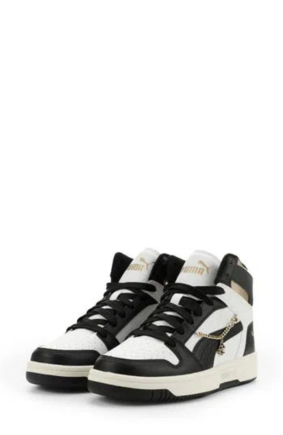 Puma Rebound Layup High Top Sneaker In  White/  Black/ Gold