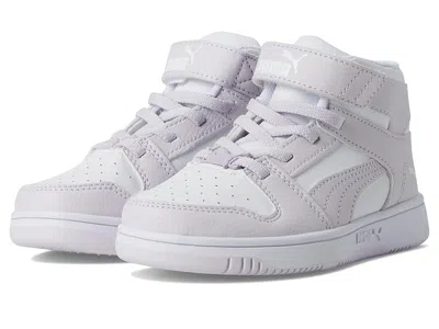 Puma Rebound Layup Mid Hook And Loop (little Kid) Kid's Shoes  White/lilac Frost : 11 Little Kid M, L In Gray