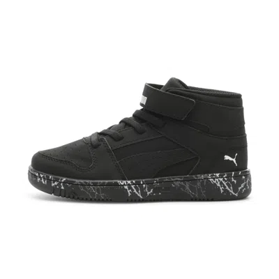 Puma Rebound Layup Mountain Park Nubuck Little Kids' Easy On Sneakers In Black