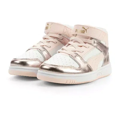 Puma Rebound Layup Nu Romantic Little Kid Girls Basketball Shoes In Pink