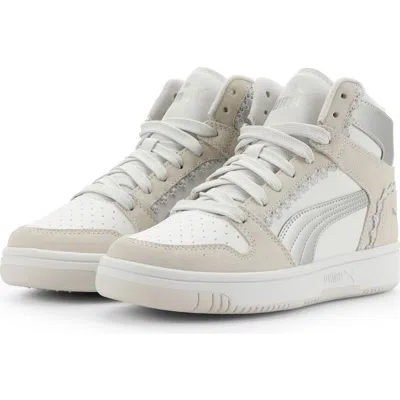 Puma Rebound Layup Sneaker In  White/  Silver/ Gray
