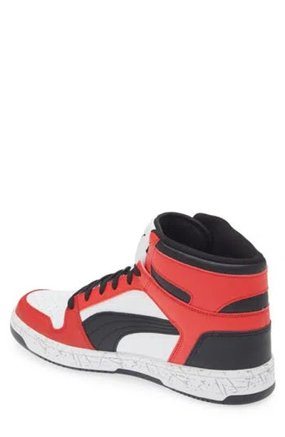 Puma Rebound Sneaker In  White- Black-red