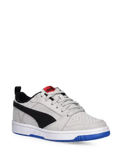 Puma Kids' Rebound V6 Lo Suede Panelled Sneakers In Neutral