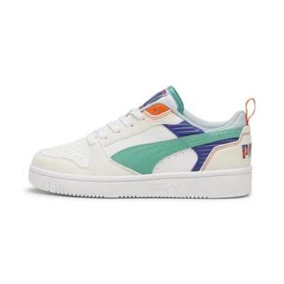 Puma Rebound V6 Low Ready, Set, Better Big Kids' Sneakers In Vapor Gray-jade Frost- White