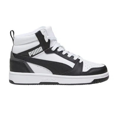 Pre-owned Puma Rebound V6 Mid Big Kid 'black White Shadow Grey' | Kid's Size 4.5