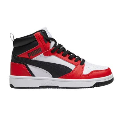 Pre-owned Puma Rebound V6 Mid Big Kid 'white Black For All Time Red' | Kid's Size 6