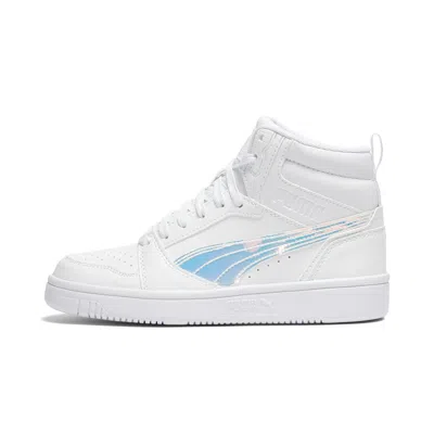 Puma Rebound V6 Shine Big Kids' Mid-top Easy On Sneakers In White
