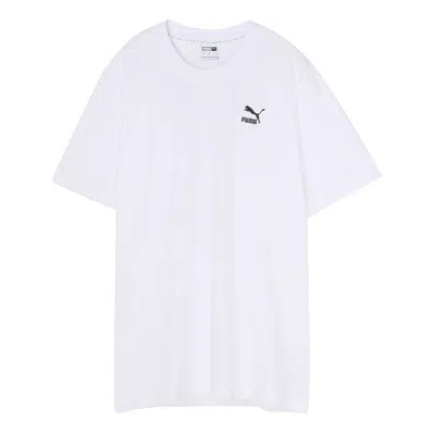 Puma Recheck Pack Graphic Tee Logo Printing Short Sleeve White
