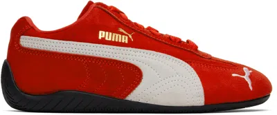 PUMA RED & WHITE SPEEDCAT OG SNEAKERS