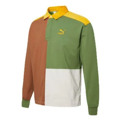 Puma Retro Color Block Polo Shirt 'green' In Multi
