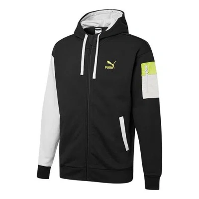 Puma Retro Colorblock Knit Hooded Logo Jacket Black