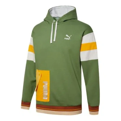Puma Retro Embroidered Logo Contrasting Colors Sports Dark Green