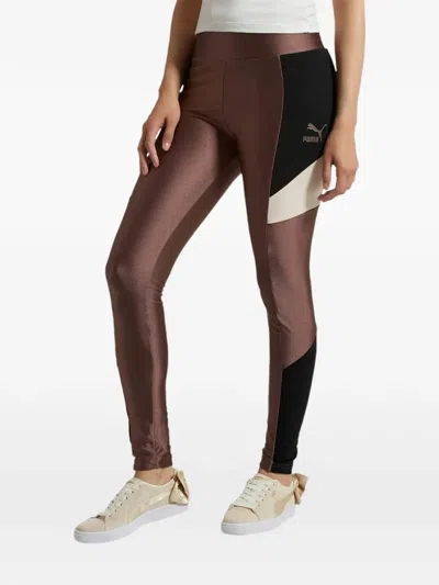 Puma Retro Leggings In Brown