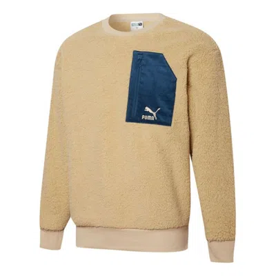 Puma Retro Sherpa Crew Neck Sweatshirt 'brown'