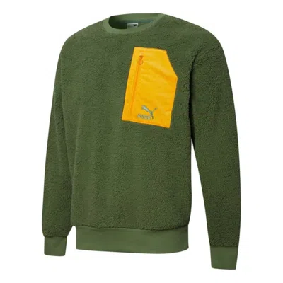Puma Retro Sherpa Crew Neck Sweatshirt 'green'
