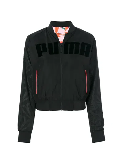 Puma Reversible Logo-print Bomber Jacket In Black