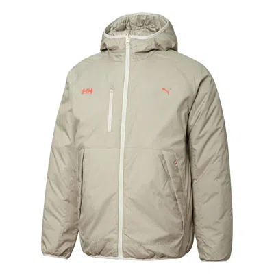 Puma Reversible Padded X Helly Hansen Coat Jacket 'beigei' In Green