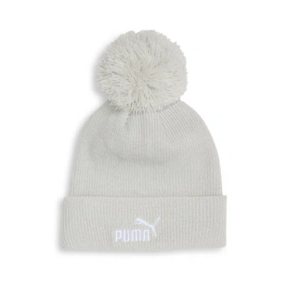 Puma Ribbed Pom Pom Beanie Hat In White