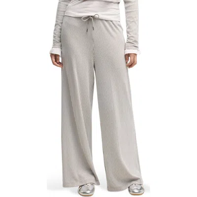 Puma Ribbed Wide Leg Pants In Gray
