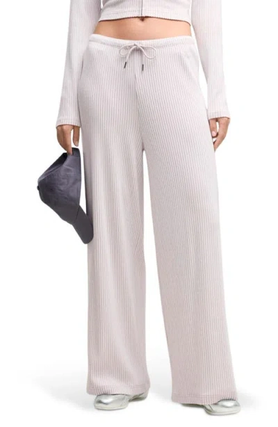 Puma Ribbed Wide Leg Pants In Neutral