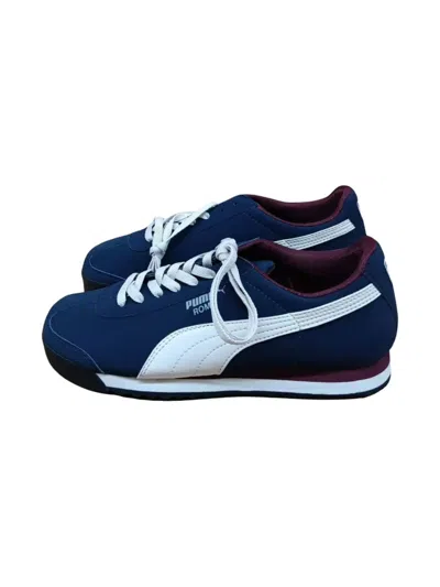 Puma Kids' Roma Sl Nbk "peacoat/marshmallow" Sneakers In Blue