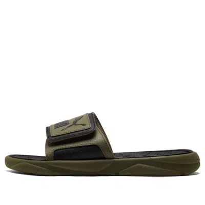 Puma Royalcat Comfort Slides 'dark Green Moss' In Black