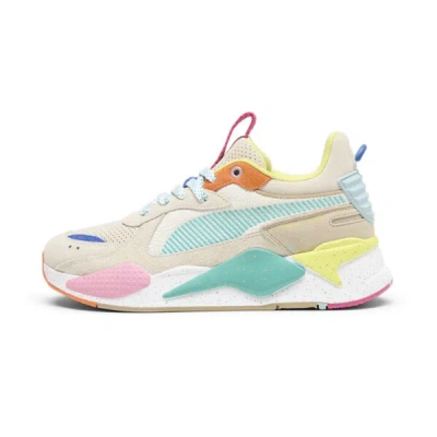 Puma Rs-x Suede Multi Sneakers In Alpine Snow-prairie Tan-rickie Orange
