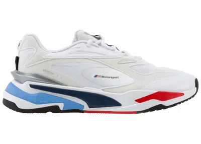Pre-owned Puma Rsfast Bmw Motorsport Sneakers In White/marina/high Risk Red