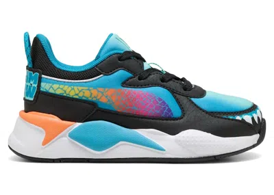 Pre-owned Puma Rsx Hot Wheels Monster Trucks Sneakers In Tropical Blue/orange Glo