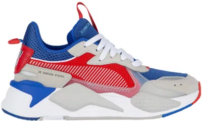 Pre-owned Puma Rsx Toys Transformers Optimus Prime Sneakers In Dazzling Blue/high Risk Red