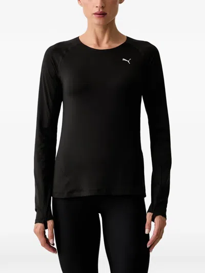 Puma Run Cloudspun Logo-print T-shirt In Schwarz