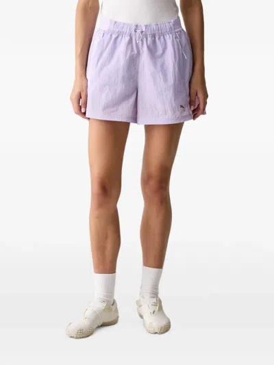 Puma Run Culture Collective T7 Logo-print Ripstop Shorts In Purple