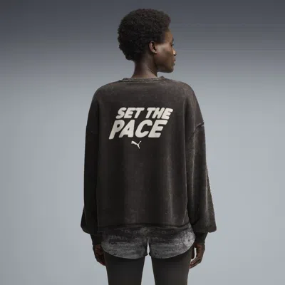 Puma Run Culture Women's Oversized Graphic Sweatshirt In Black