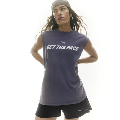 Puma Run Culture Women's Relaxed Washed Sleeveless T-shirt In Purple