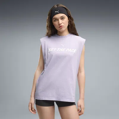 Puma Run Culture Women's Relaxed Washed Sleeveless T-shirt In Purple