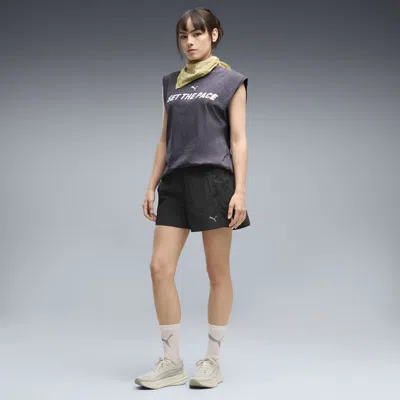 Puma Run Culture Women's T7 Woven 4" Shorts In Gray
