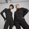 Puma Run Grid Fleece Half-zip Top Women In Black