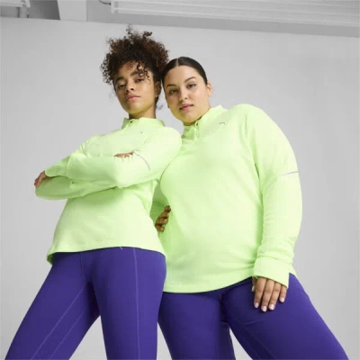 Puma Run Grid Fleece Half-zip Top Women In Fizzy Apple
