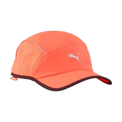 Puma Runner Short Visor 5 Panel Orange Cap In Red
