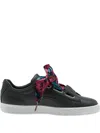Puma Satin-bow Leather Sneakers In Animal Print