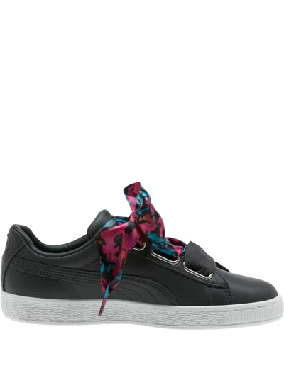 Puma Satin-bow Leather Sneakers In Animal Print