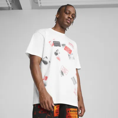 Puma Scoot Caution Graphic T-shirt In White