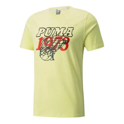 Puma Scouted Short Sleeve Basketball T-shirt 'yellow Black Red' In Green