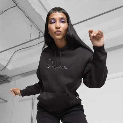 Puma Script Logo Women's Hoodie In Black