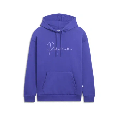 Puma Script Logo Women's Hoodie In Lapis Lazuli